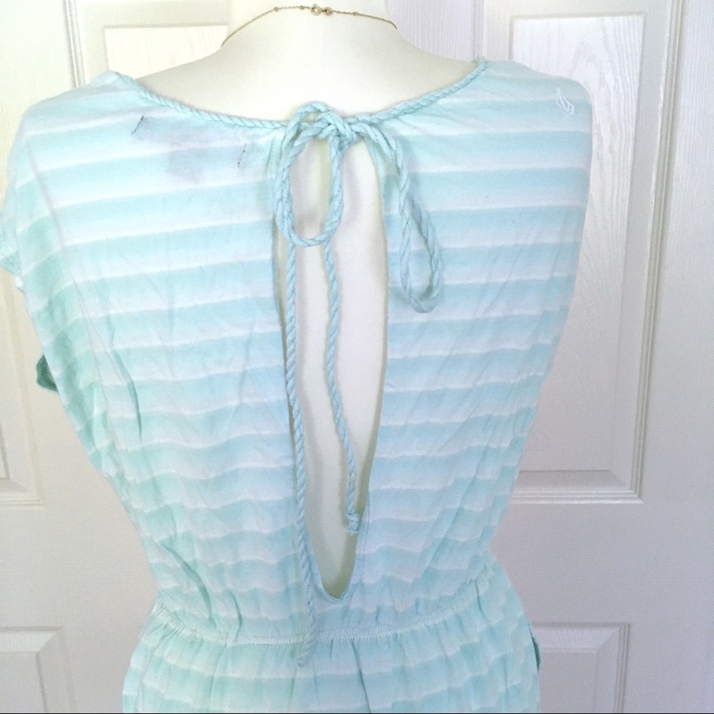 VOLCOM• Blue & White Striped Beach Coverup Dress - Picture 4 of 5